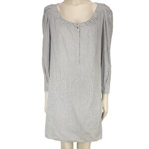 VANESSA BRUNO Preppy Coastal Striped White & Blue Mini Shirt Dress Size 36